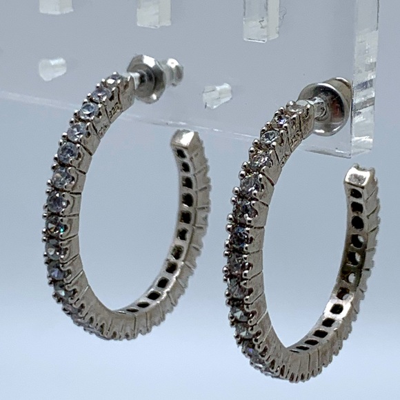 Large Sterling &. CZ Earrings - Picture 6 of 7
